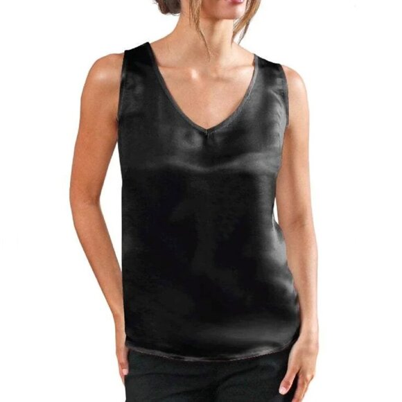 Tara Sartoria Black Silk Tank Top Shell Sz XL X-Large - Picture 1 of 10